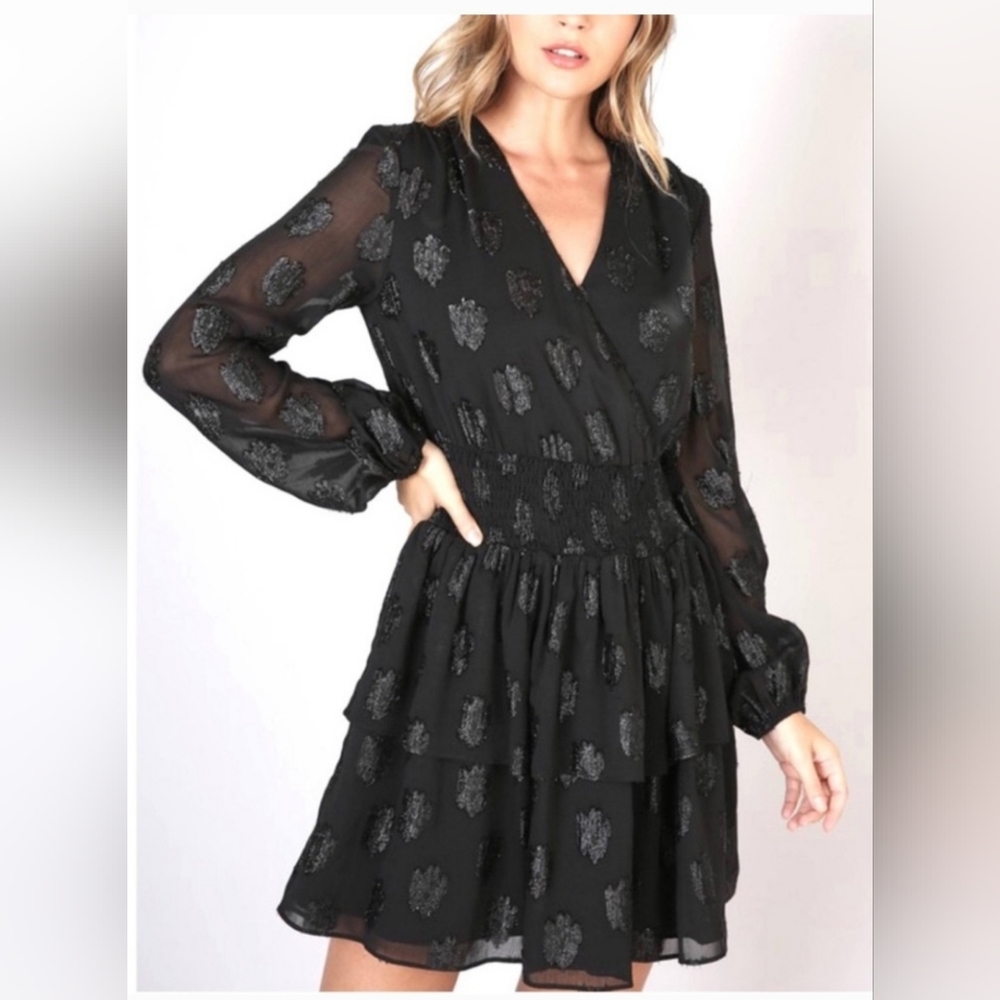 Do+Be NWT Black Metallic Ruffle  dress